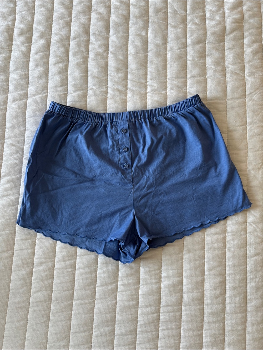 Reformation Blue Scallop-Hem Shorts